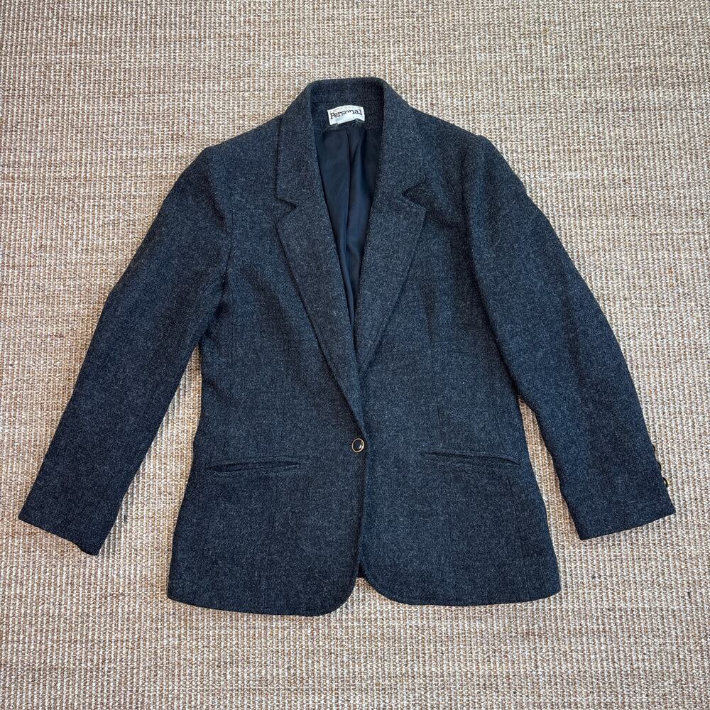 🖤 Personal Vintage Wool Blazer | Charcoal Gray | One Size / S-M